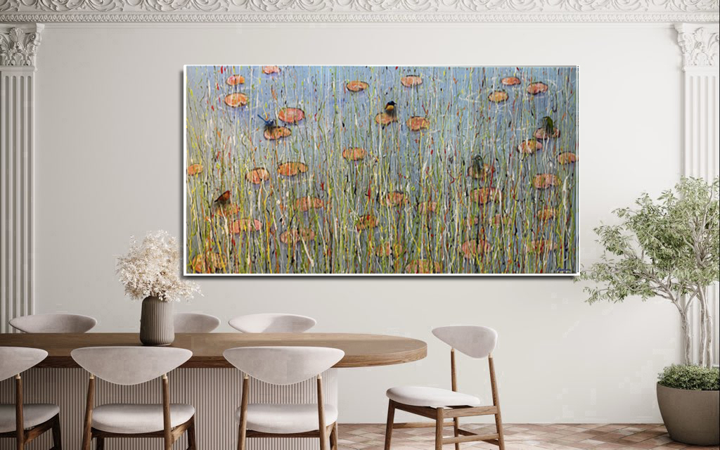A Colin Passmore painting digitally placed in situ on a client's dining room wall